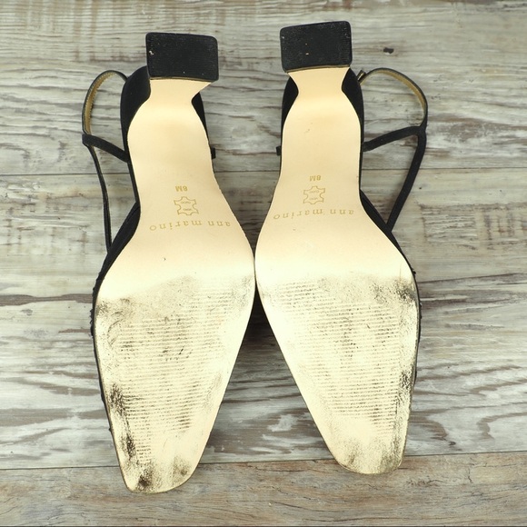 Ann Marino sz 8 black satin sequin evening shoes - Picture 7 of 8